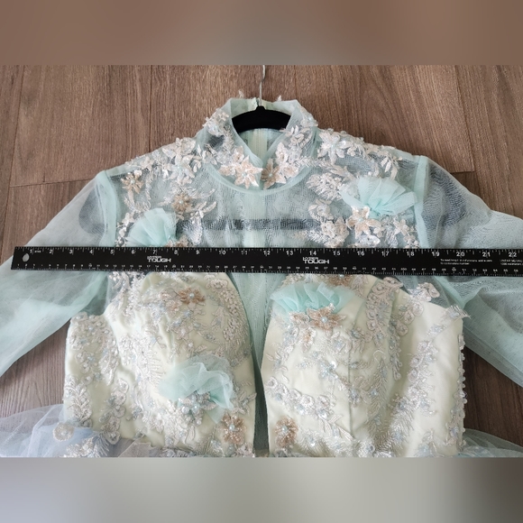 Mint Green Costumes Toast ball gown Banquet wedding Bridal fairy dress gown - Picture 11 of 12